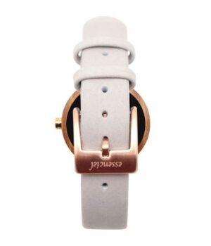 Montre ronde en cuir gris nacrée et bois noyer Platina