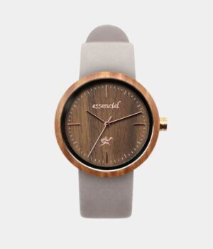 Montre ébène femme cuir nacré gris Platina