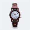 Montre haut de gamme en bois d’Amarante Pearl, nuances du rose pâle au brun rouge