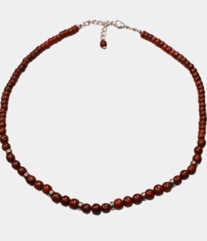 Collier homme élégance naturelle acajou, livré dans un pochon en lin