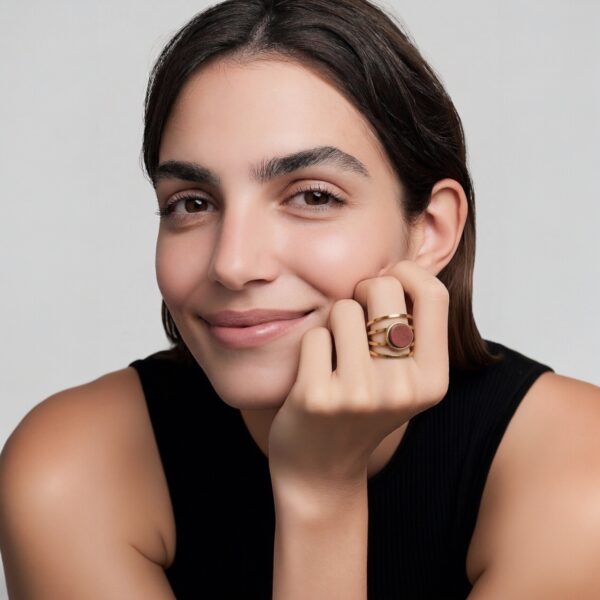 Bague acier doré et bois amarante -Joy