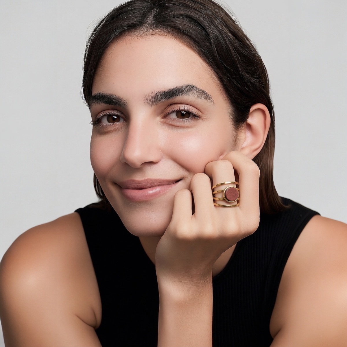 Bague acier doré et bois amarante -Joy