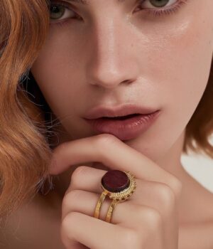 Alternative view of Bague acier doré en bois amarante - Lilou