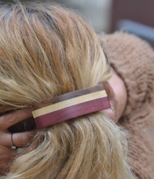 Barrette bois en marqueterie - Jane