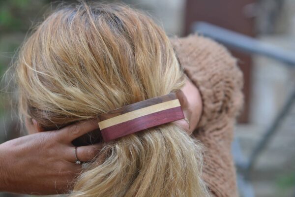 Barrette bois en marqueterie - Jane