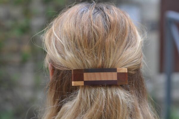 Barrette bois en marqueterie - Lise