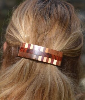 Barrette bois en marqueterie - Noé