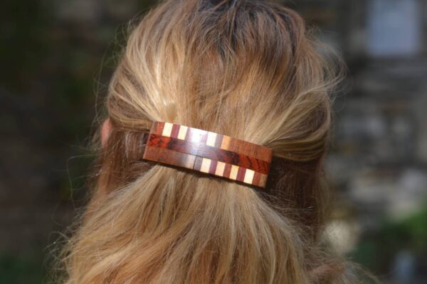 Barrette bois en marqueterie - Noé