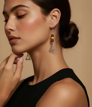 Alternative view of Boucles bois multicolore et triangle Hellios