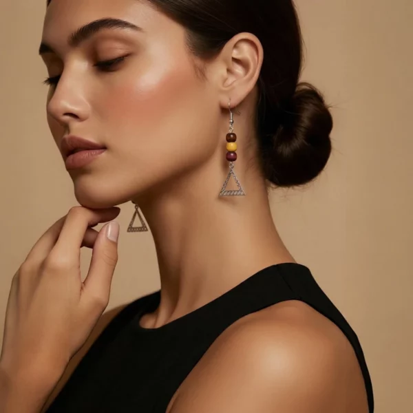 Boucles bois multicolore et triangle Hellios