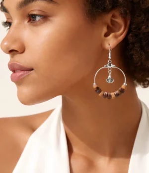 Alternative view of Boucles d'oreilles bois ginkgo Kim