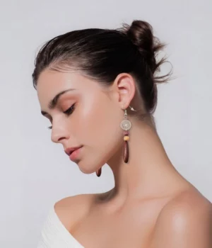 Alternative view of Boucles d'oreilles bois rosace Malou