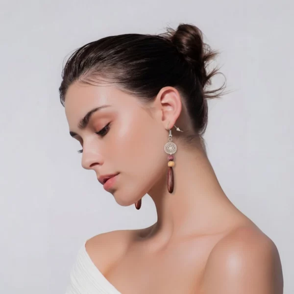 Boucles d'oreilles bois rosace Malou