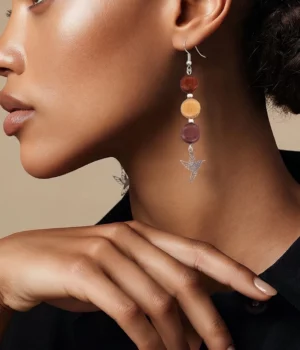 Alternative view of Boucles d'oreilles colibri et bois Lucie