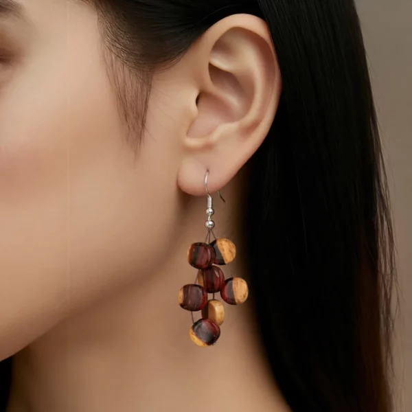 Boucles d'oreilles double bois bicolore Xenia