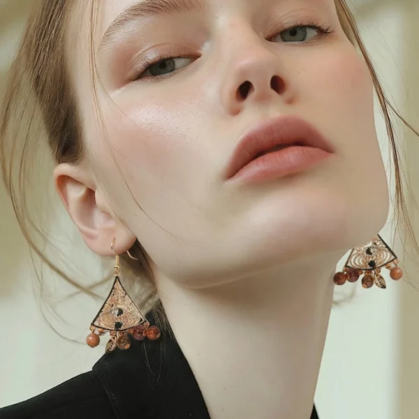 Boucles orientale bois doré Fatima