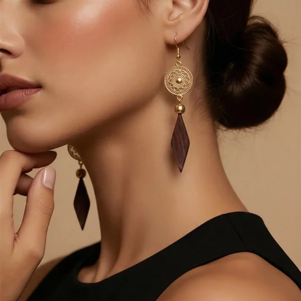 Boucles d'oreilles triangle amarante or Althéa