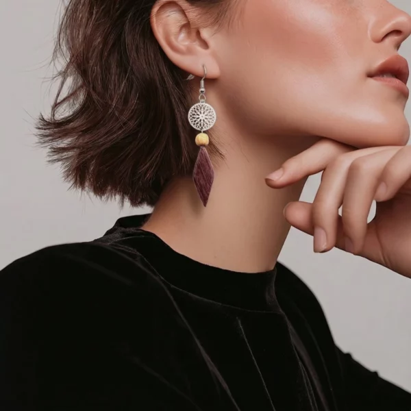 Boucles d'oreilles losange amarante Karine