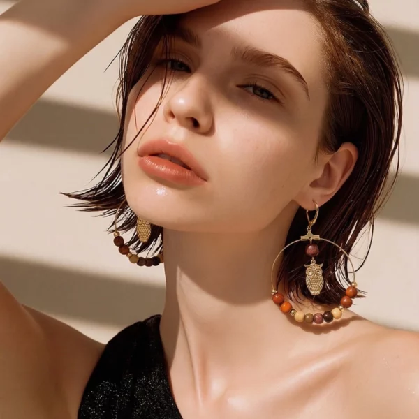 Boucles d'oreilles chouette doré Kaos