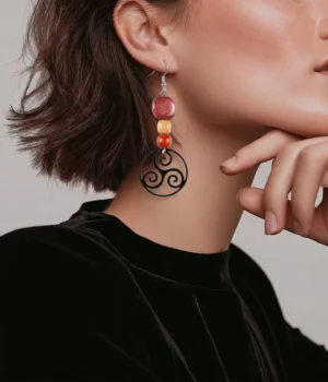 Alternative view of Boucles d'oreilles multicolore - Le triskel Louisa