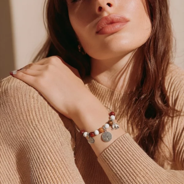 Bracelet -Jonc bois Howlite Samia