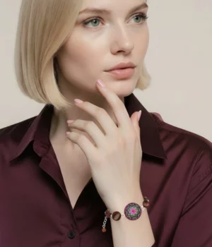 Bracelet acajou et cabochon Azure