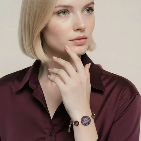 Bracelet acajou et cabochon Azure