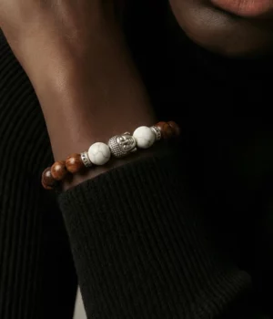 Bracelet acajou homme bouddha Howlite Alenzo