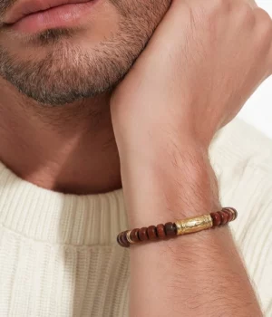 Bracelet acajou médaillon doré - Kenji