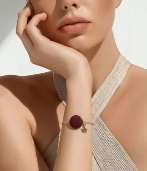 Bracelet amarante et chaine doré Lison