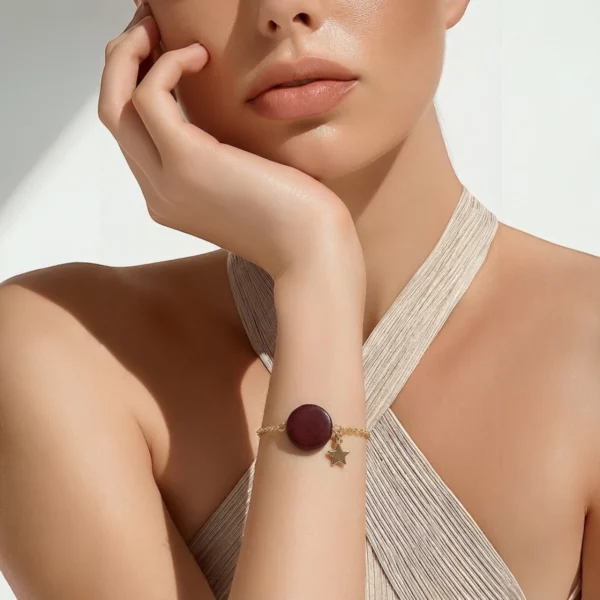 Bracelet amarante et chaine doré Lison