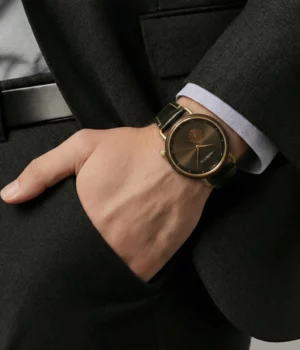 Alternative view of Montre homme cuir noir et ébène Quantum