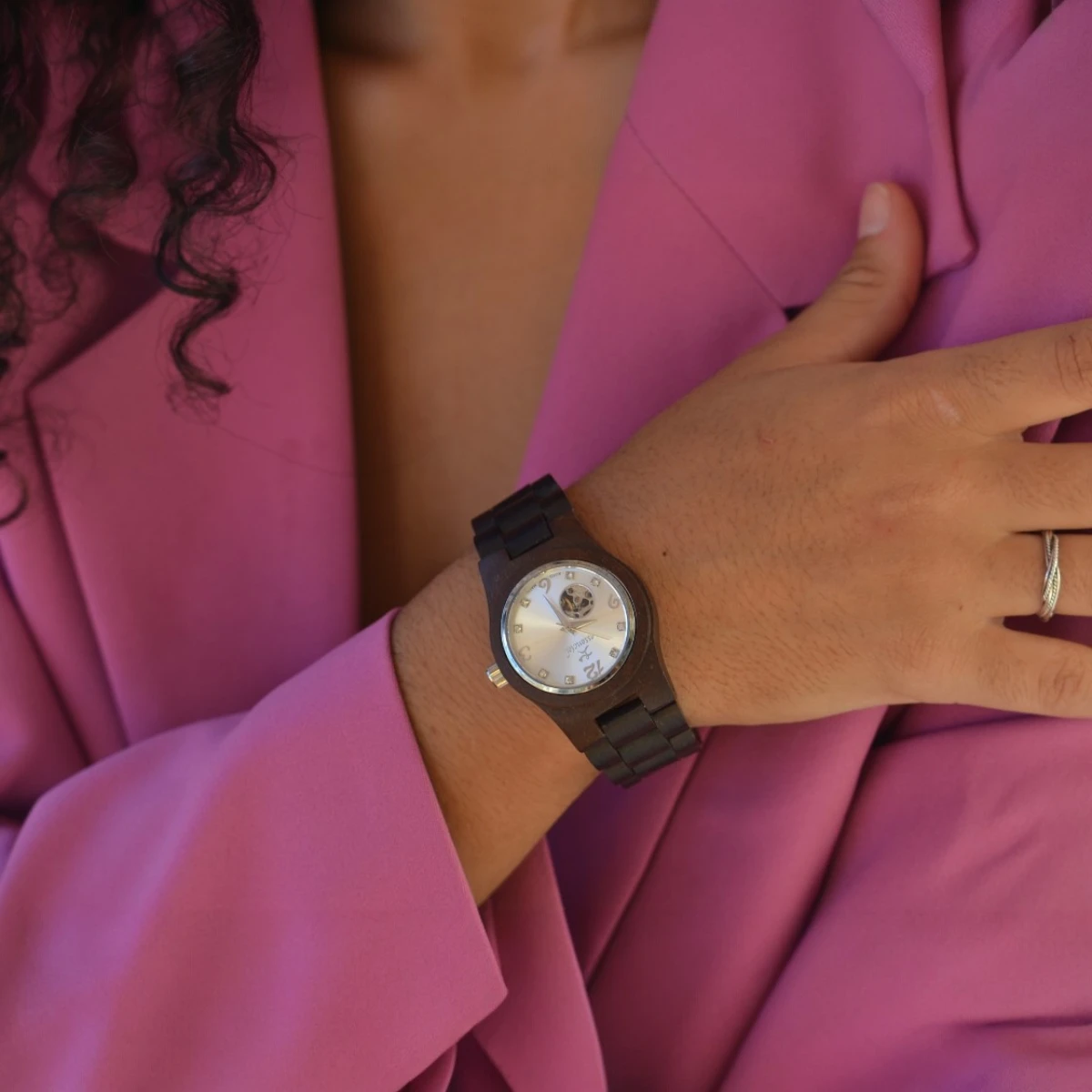 Montre squelette femme ébène automatique Océane – Image 2