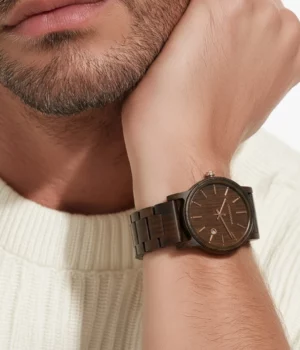 Alternative view of Montre classique homme bois ébène Elégant