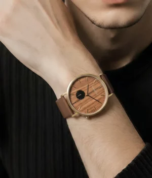 Alternative view of Montre homme noyer et cuir marron City