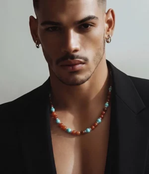 Collier bois acajou et Turquoise Oscar