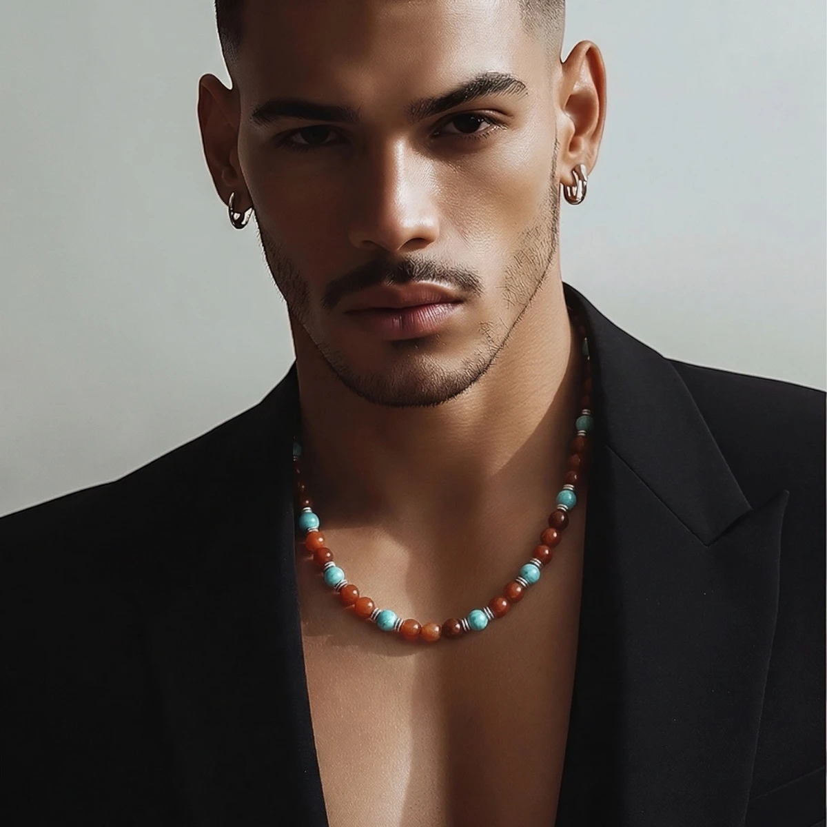 Collier bois acajou et Turquoise Oscar