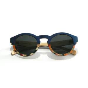 Lunettes solaires en bois CLAPTON BLEU avec monture Pantos et mélange de couleurs