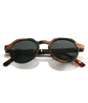 Lunettes solaires bicolores en bois pour femmes