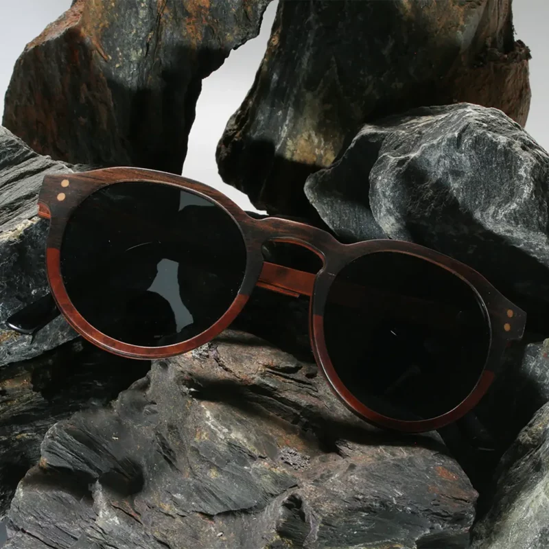 Lunettes en bois solaire Rolling - Monture Pantos élégante fabriquée en bois de Palissandre et d’ébène