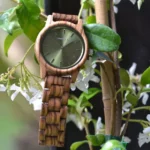 Montre homme bois zébrano vert Matt