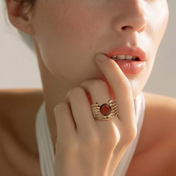 Bague bois doré moderne amarante - Oranis