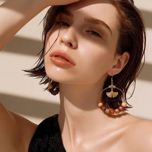 Boucles d'oreilles créole Gingko doré Lulu