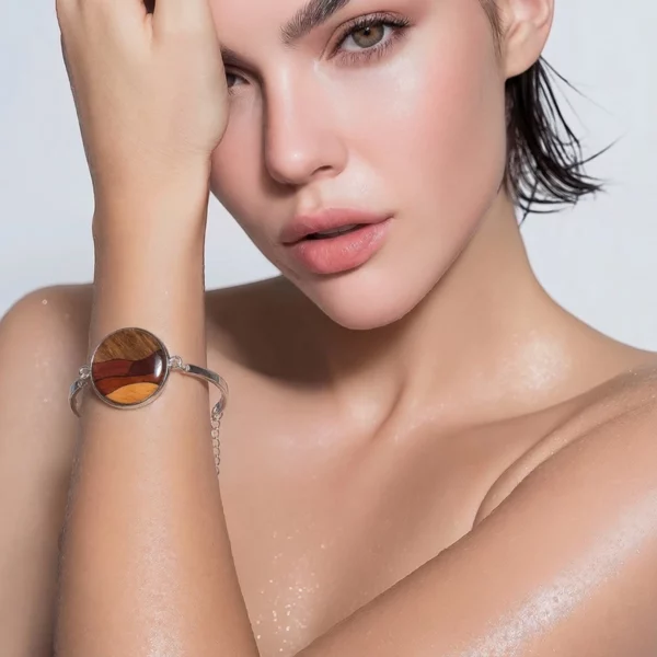 Bracelet jonc marqueterie et bois - Daryne