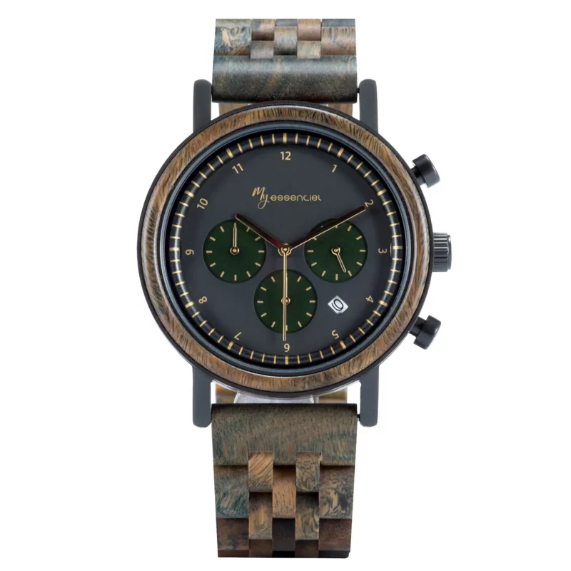 Boîtier de montre en bois Imperium, finitions satinées et design artisanal.