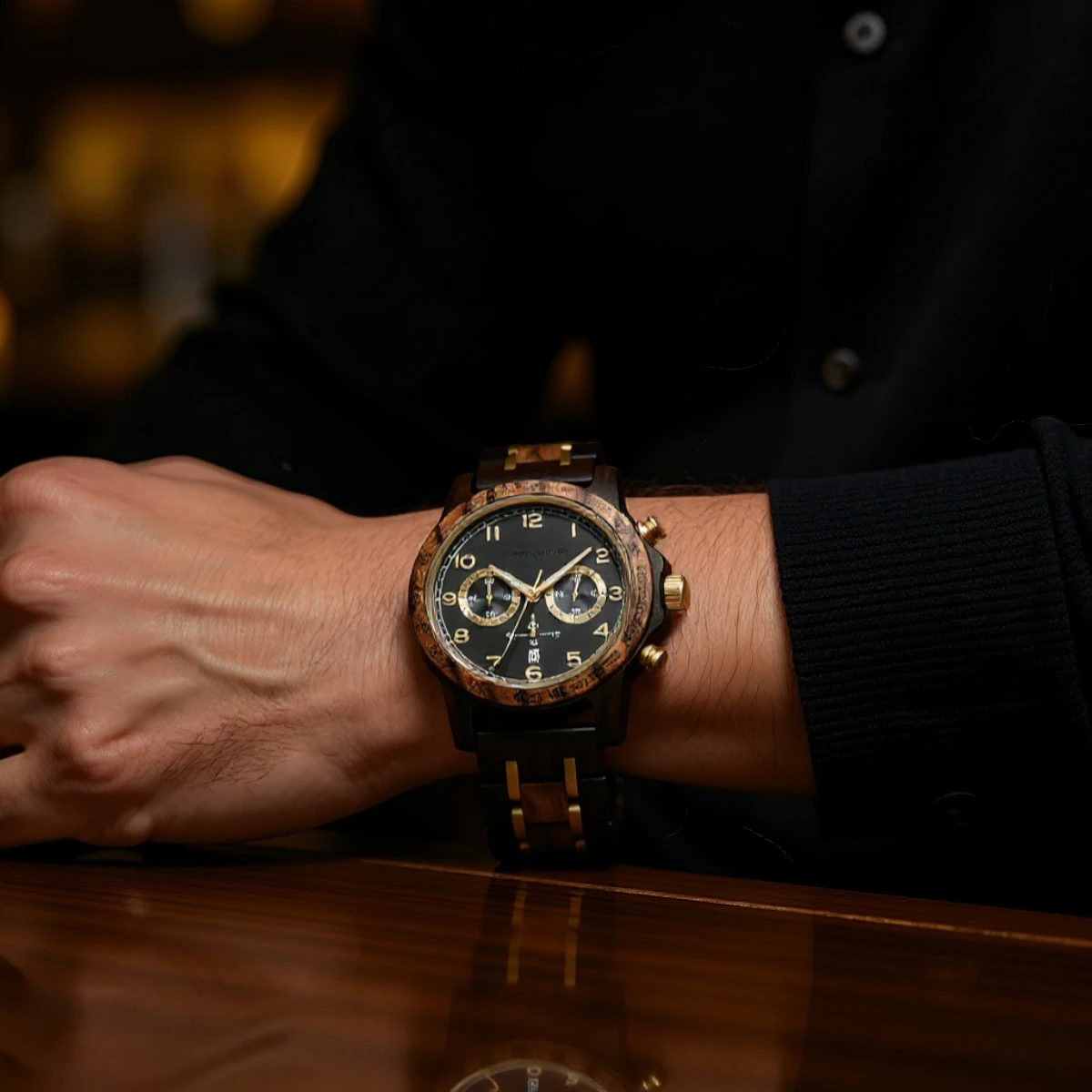 Montre bois luxe homme chronographe Kryos – Image 7