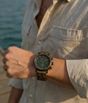 Alternative view of Montre bois gaiac homme chronographe Impérium