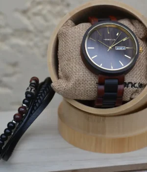 Montre en bois ébène noire Sailler Black pour homme