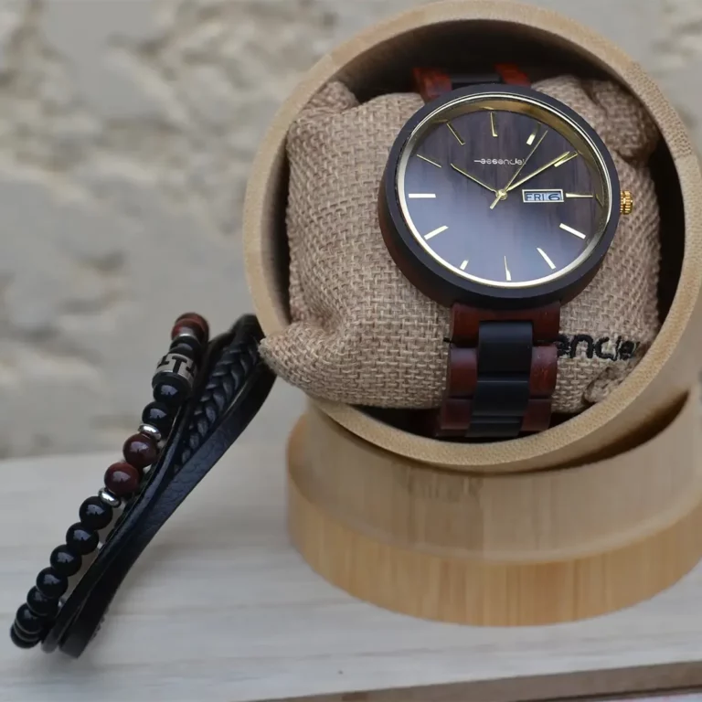 Montre en bois ébène noire Sailler Black pour homme