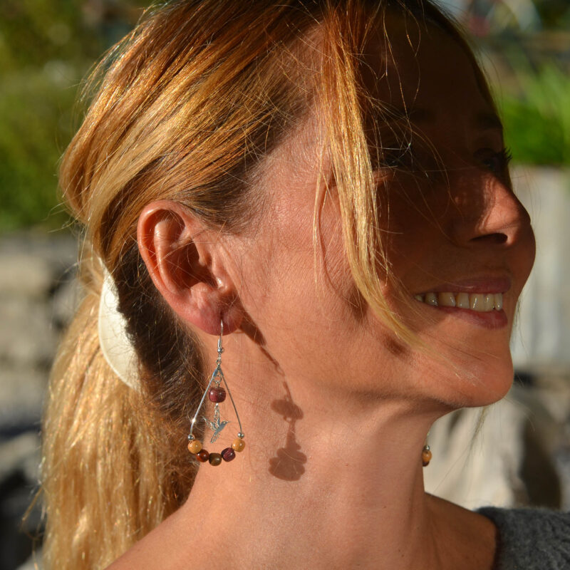 Boucles d'oreilles bois colibri Serrenna